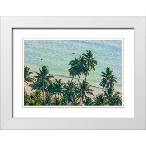 Asia-Thailand-Palm trees on Koh Chang-South of Bangkok-in Gulf of Thailand White Modern Wood Framed Art Print with Double Matting by Haseltine, Tom
