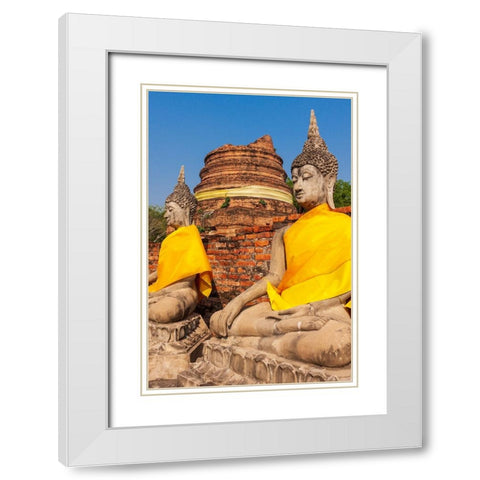 Thailand- Ayutthaya. Wat Phra Si Sanphet. Buddha statues. White Modern Wood Framed Art Print with Double Matting by Haseltine, Tom