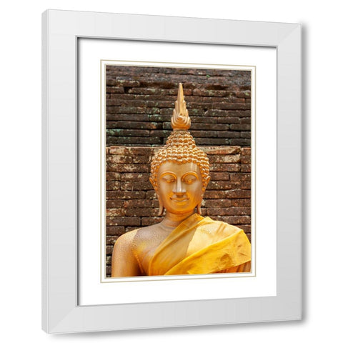 Chiang Mai- Thailand. Wat Lok Moli. Buddha statue. White Modern Wood Framed Art Print with Double Matting by Haseltine, Tom