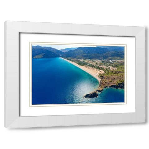 Olympos and Cirali beach aerial-Antalya-Turkey White Modern Wood Framed Art Print with Double Matting by Kabas, Ali
