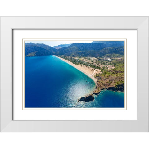 Olympos and Cirali beach aerial-Antalya-Turkey White Modern Wood Framed Art Print with Double Matting by Kabas, Ali