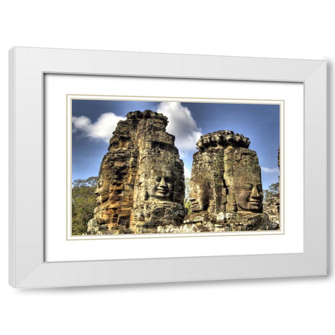 Cambodia, Angkor Wat Part of Bayon Temple White Modern Wood Framed Art Print with Double Matting by Shimlock, Jones
