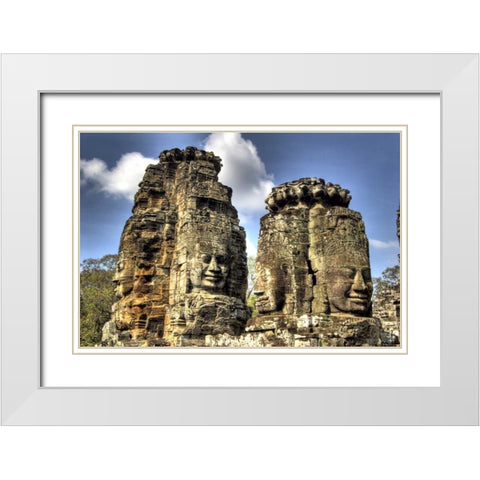 Cambodia, Angkor Wat Part of Bayon Temple White Modern Wood Framed Art Print with Double Matting by Shimlock, Jones