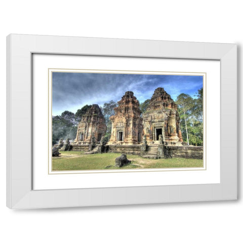 Cambodia, Angkor Wat Preah Ko Temple ruins White Modern Wood Framed Art Print with Double Matting by Shimlock, Jones
