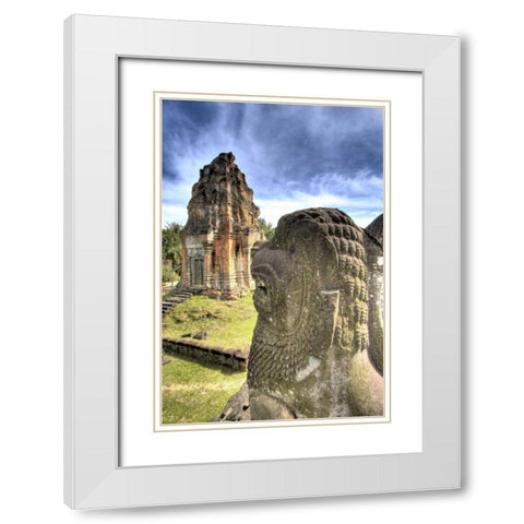 Cambodia, Angkor Wat View of Bakong Temple White Modern Wood Framed Art Print with Double Matting by Shimlock, Jones
