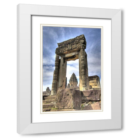Cambodia, Angkor Wat View of Bakong Temple White Modern Wood Framed Art Print with Double Matting by Shimlock, Jones