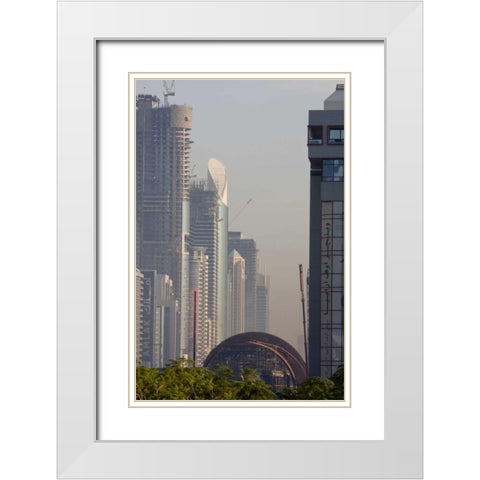 UAE, Dubai Metro station under construction White Modern Wood Framed Art Print with Double Matting by Young, Bill