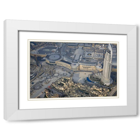 UAE, Dubai Aerial of downtown Dubai White Modern Wood Framed Art Print with Double Matting by Young, Bill