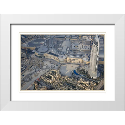 UAE, Dubai Aerial of downtown Dubai White Modern Wood Framed Art Print with Double Matting by Young, Bill