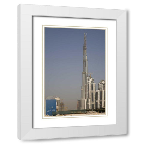 UAE, Dubai Modern architecture in a downtown White Modern Wood Framed Art Print with Double Matting by Young, Bill