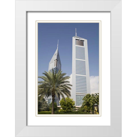 UAE, Dubai View of Jumeirah Emirates Towers White Modern Wood Framed Art Print with Double Matting by Young, Bill