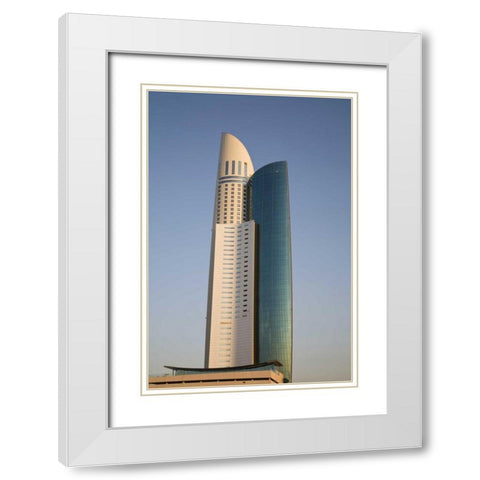 UAE, Dubai View of Park Place Tower White Modern Wood Framed Art Print with Double Matting by Young, Bill