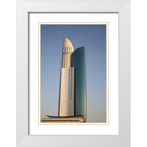 UAE, Dubai View of Park Place Tower White Modern Wood Framed Art Print with Double Matting by Young, Bill