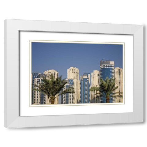 UAE, Dubai Towers of Jumeirah Beach Residence White Modern Wood Framed Art Print with Double Matting by Young, Bill
