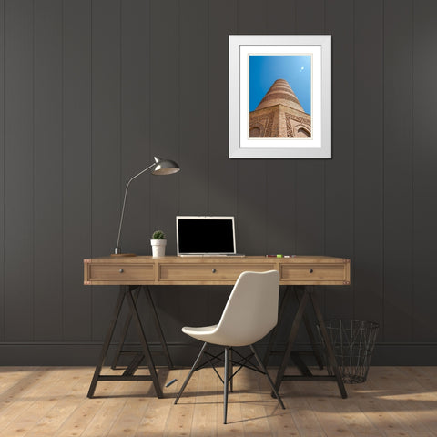Burana Tower-a former minaret and icon of Kyrgyzstan  White Modern Wood Framed Art Print with Double Matting by Zwick, Martin