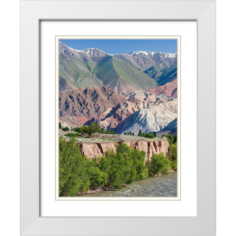 Valley of river Suusamyr in the Tien Shan Mountains west of Ming-Kush-Kyrgyzstan White Modern Wood Framed Art Print with Double Matting by Zwick, Martin