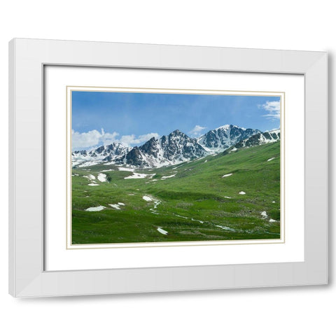 Landscape at the Otmok mountain pass in the Tien Shan or heavenly mountains-Kyrgyzstan White Modern Wood Framed Art Print with Double Matting by Zwick, Martin