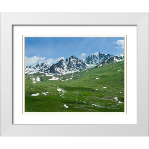 Landscape at the Otmok mountain pass in the Tien Shan or heavenly mountains-Kyrgyzstan White Modern Wood Framed Art Print with Double Matting by Zwick, Martin