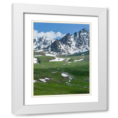 Landscape at the Otmok mountain pass in the Tien Shan or heavenly mountains-Kyrgyzstan White Modern Wood Framed Art Print with Double Matting by Zwick, Martin