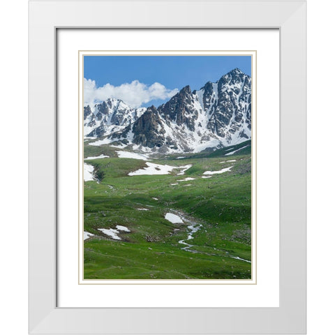 Landscape at the Otmok mountain pass in the Tien Shan or heavenly mountains-Kyrgyzstan White Modern Wood Framed Art Print with Double Matting by Zwick, Martin
