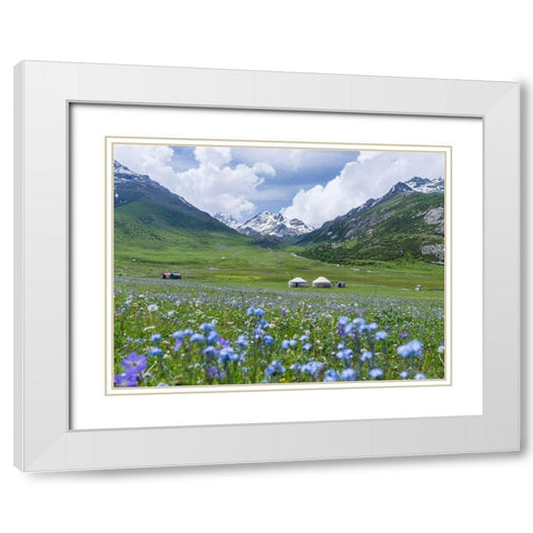 Yurts on the high altitude summer pastures National Park Besch Tasch White Modern Wood Framed Art Print with Double Matting by Zwick, Martin