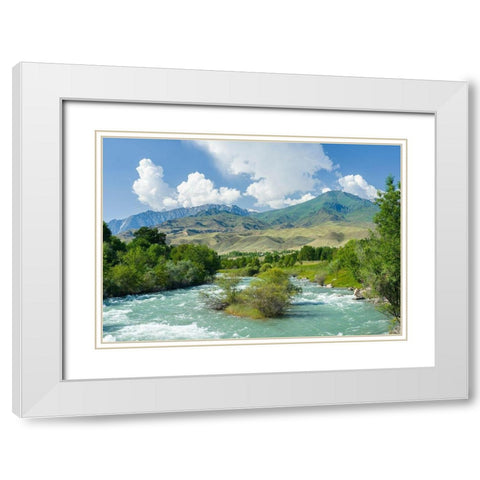 Landscape near Toktogul close to Tien Shan Highway-connecting Bishkek with Osh White Modern Wood Framed Art Print with Double Matting by Zwick, Martin