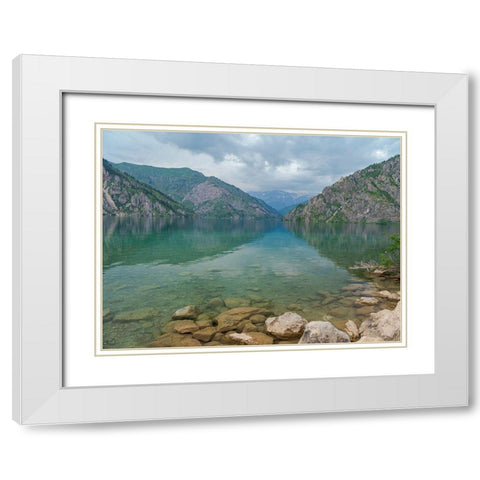 Lake Sary-Chelek in the nature reserve Sary-Chelek White Modern Wood Framed Art Print with Double Matting by Zwick, Martin