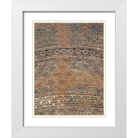 Karakhanid Minaret dating back to the 12th century City Uzgen White Modern Wood Framed Art Print with Double Matting by Zwick, Martin