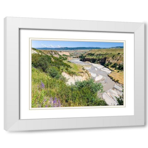 Landscape in the foothills of the Fergana mountain range White Modern Wood Framed Art Print with Double Matting by Zwick, Martin