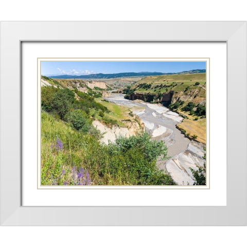 Landscape in the foothills of the Fergana mountain range White Modern Wood Framed Art Print with Double Matting by Zwick, Martin