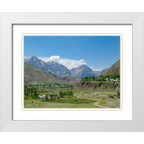 Landscape along the Pamir Highway The mountain range Tian Shan or Heavenly Mountains White Modern Wood Framed Art Print with Double Matting by Zwick, Martin