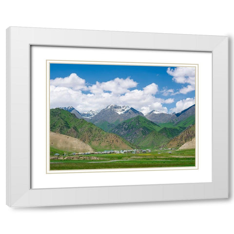 Landscape along the Pamir Highway The mountain range Tian Shan or Heavenly Mountains  White Modern Wood Framed Art Print with Double Matting by Zwick, Martin