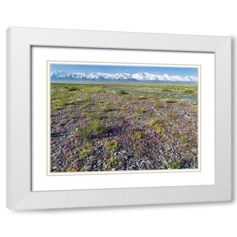 Peak Pik Lenin or Kullai abu-ali ibn Sino and Pik Dserschinski Alay Valley  White Modern Wood Framed Art Print with Double Matting by Zwick, Martin