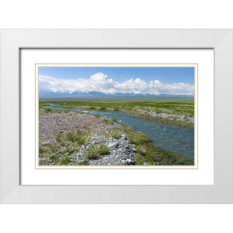 Peak Pik Lenin or Kullai abu-ali ibn Sino and Pik Dserschinski Alay Valley  White Modern Wood Framed Art Print with Double Matting by Zwick, Martin