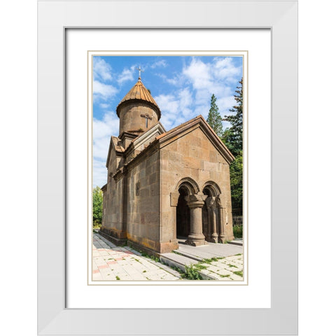 Armenia-Tsakhkadzor Kecharis Monastery Exterior view of the Church of St Harutyun-13th century White Modern Wood Framed Art Print with Double Matting by Wilson, Emily