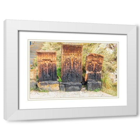 Armenia-Sevan Sevanavank 9th century Monastery complex Stone tablets White Modern Wood Framed Art Print with Double Matting by Wilson, Emily