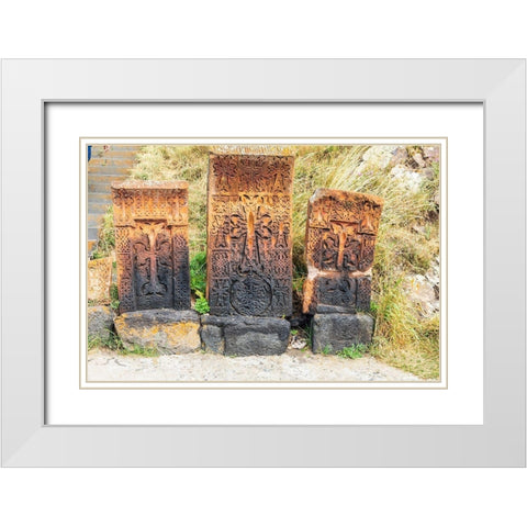 Armenia-Sevan Sevanavank 9th century Monastery complex Stone tablets White Modern Wood Framed Art Print with Double Matting by Wilson, Emily