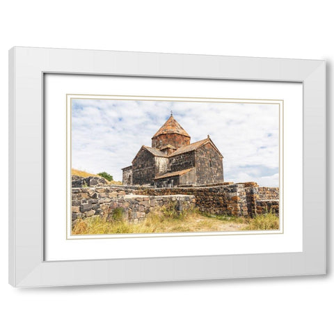 Armenia-Sevan The church of Surp Arakelots at the Sevanavank Monastery complex on Lake Sevan White Modern Wood Framed Art Print with Double Matting by Wilson, Emily