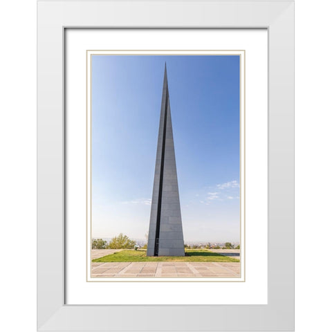 Yerevan-Armenia The Memorial Column at the Tsitsernakaberd Armenian Genocide Memorial Complex White Modern Wood Framed Art Print with Double Matting by Wilson, Emily