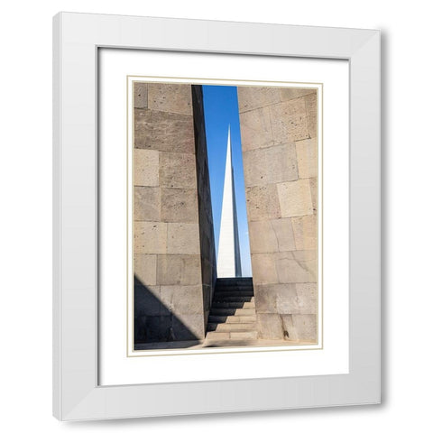 Yerevan-Armenia The Memorial Column at the Tsitsernakaberd Armenian Genocide Memorial Complex White Modern Wood Framed Art Print with Double Matting by Wilson, Emily