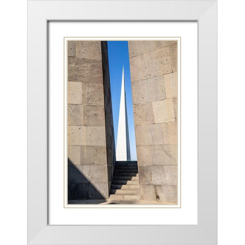 Yerevan-Armenia The Memorial Column at the Tsitsernakaberd Armenian Genocide Memorial Complex White Modern Wood Framed Art Print with Double Matting by Wilson, Emily
