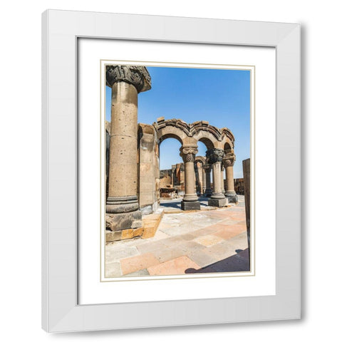 Armenia Armavir Province Vagharshapat Zvartnots Ruins of the Zvartnots Cathedral White Modern Wood Framed Art Print with Double Matting by Wilson, Emily