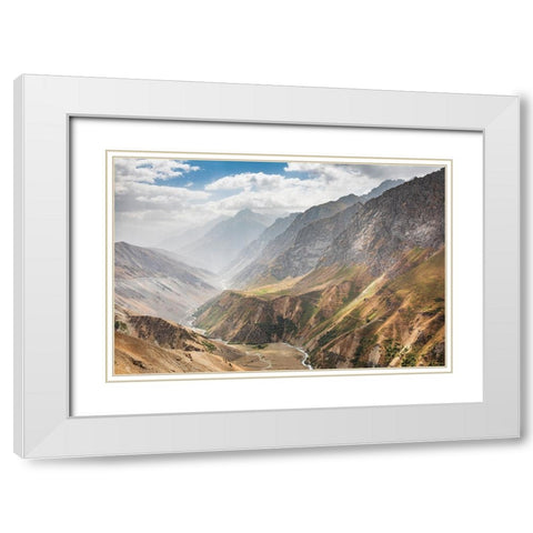 Pandzhkhok-Sughd-Tajikistan Canyon in the mountains of Tajikistan White Modern Wood Framed Art Print with Double Matting by Wilson, Emily M.