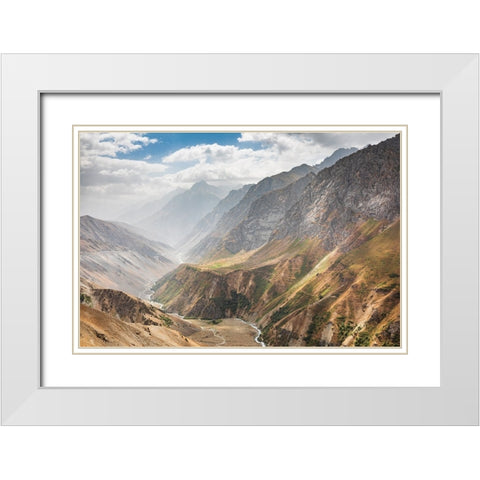 Pandzhkhok-Sughd-Tajikistan Canyon in the mountains of Tajikistan White Modern Wood Framed Art Print with Double Matting by Wilson, Emily M.