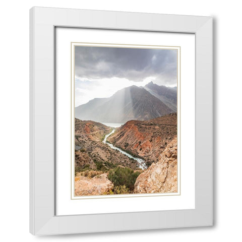 Iskanderkul-Sughd Province-Tajikistan The Yaghnob River and Iskanderkul Lake White Modern Wood Framed Art Print with Double Matting by Wilson, Emily M.