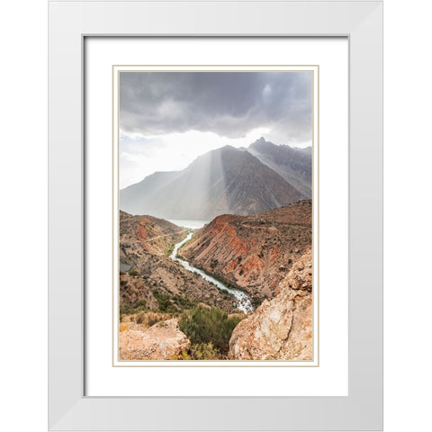 Iskanderkul-Sughd Province-Tajikistan The Yaghnob River and Iskanderkul Lake White Modern Wood Framed Art Print with Double Matting by Wilson, Emily M.