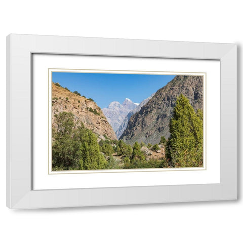 Sarytag-Sughd Province-Tajikistan Canyon and high mountains in Tajikistan White Modern Wood Framed Art Print with Double Matting by Wilson, Emily M.