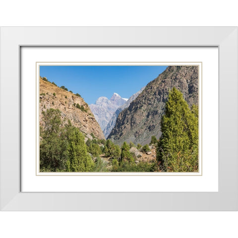 Sarytag-Sughd Province-Tajikistan Canyon and high mountains in Tajikistan White Modern Wood Framed Art Print with Double Matting by Wilson, Emily M.