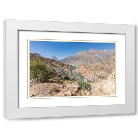 Iskanderkul-Sughd Province-Tajikistan The Yaghnob River and Iskanderkul Lake White Modern Wood Framed Art Print with Double Matting by Wilson, Emily M.