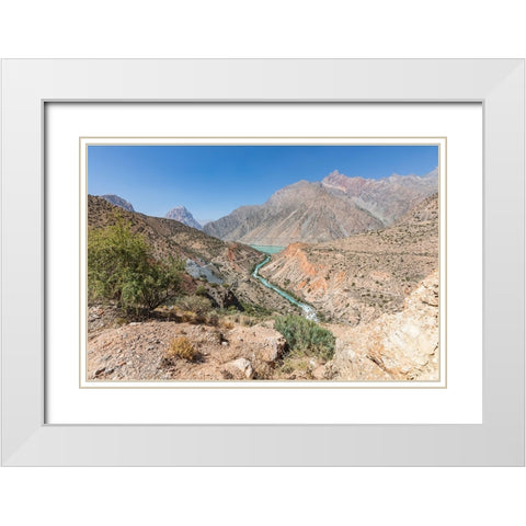 Iskanderkul-Sughd Province-Tajikistan The Yaghnob River and Iskanderkul Lake White Modern Wood Framed Art Print with Double Matting by Wilson, Emily M.